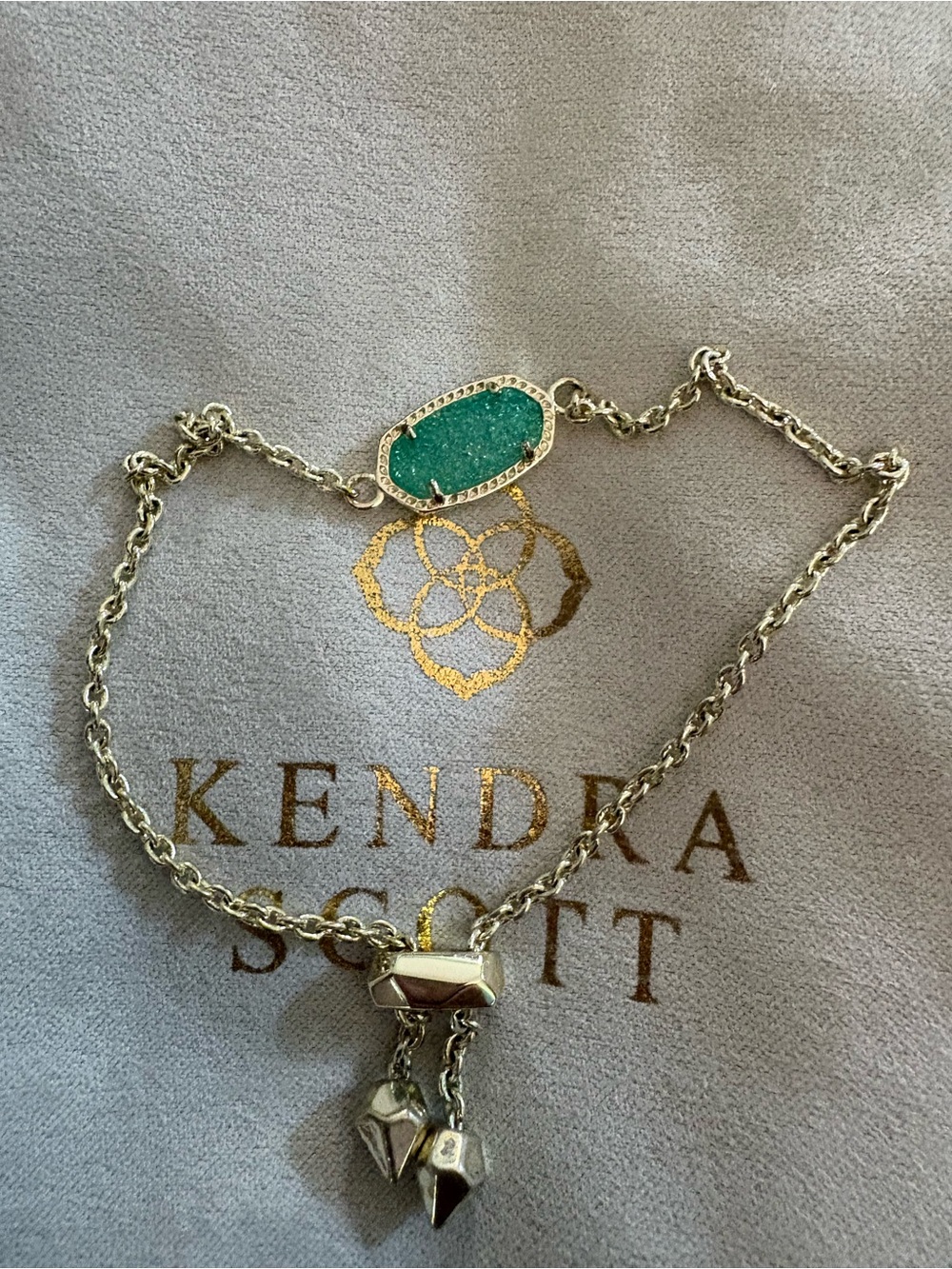 Kendra Scott Teal Drusy Elle Necklace - Silver